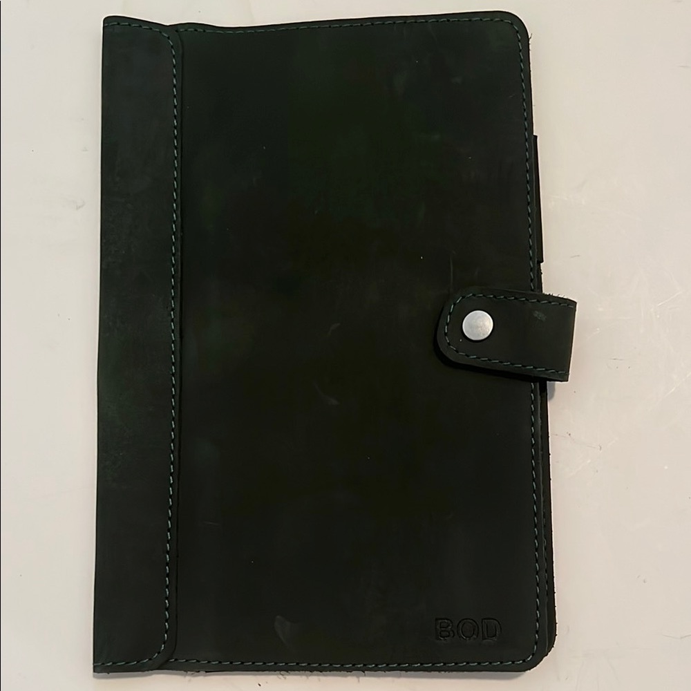 BOD A5 PU dark green leather notebook journal cover snap clasp